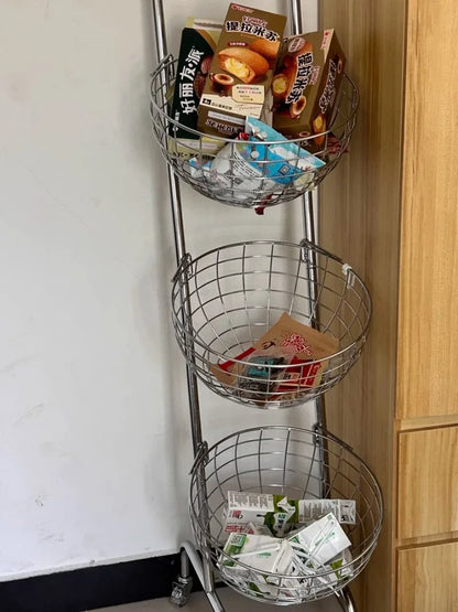 Fruit Vegetable Kitchen Organizer Cart Movable Layered Kitchen Storage Basket Wheels Modern Corner Organizers Rack Home Items