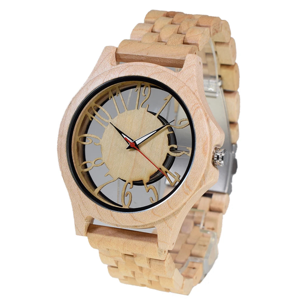 Wooden Watches for Men Handmade  Engraved Wood Watch Analog Quartz Men's Wooden Watch