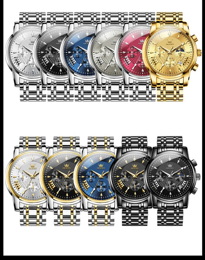 OLEVS 2892 Men Watch Original Quartz Watch Luxury Brand Waterproof Luminous Chronograph Classic Business Moon Phase Men Watch