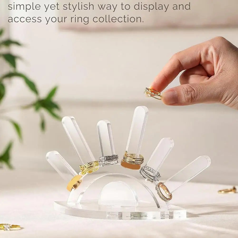Creative Wooden Ring Holder Eye Shape Ring Display Rack With 6 Ring Posts Jewelry Display Stand Home Decor Organizer