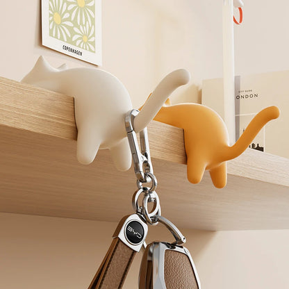 Fun Cat Design Key Hooks for Desk Table Edge Office Bag Storage Kawaii Home Decor Organizer Cute Space Saving Accessory
