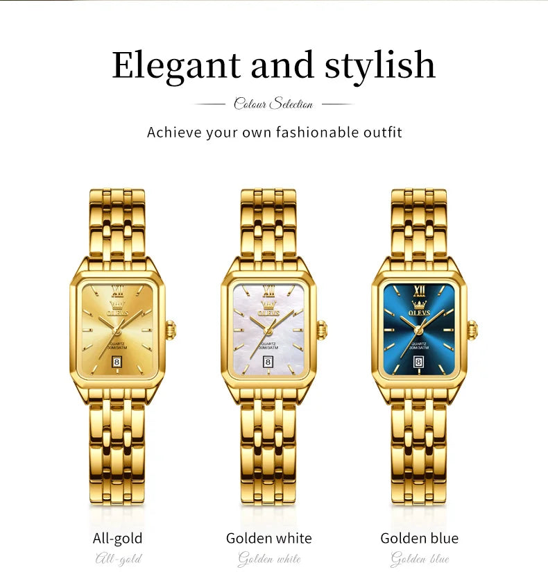 OLEVS 5616 Women Watch Luxury Brand Quartz Watch Elegance Original Square Dial Gold Women Watch Waterproof Luminous Watch