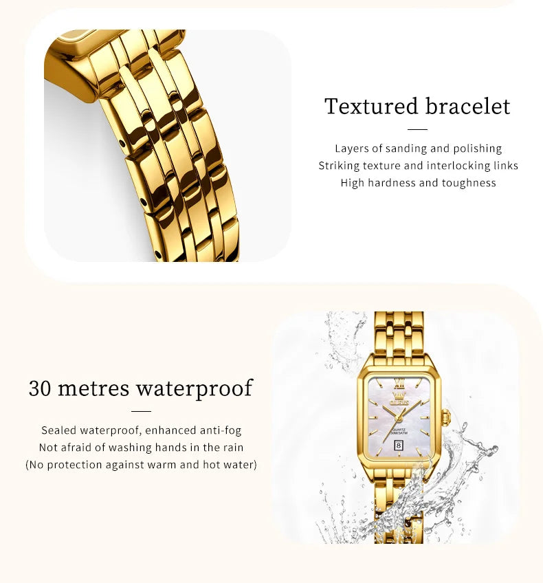 OLEVS 5616 Women Watch Luxury Brand Quartz Watch Elegance Original Square Dial Gold Women Watch Waterproof Luminous Watch