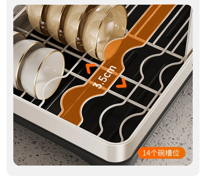 Kitchen Dish Draining Rack, Home Bowl and Plate Organizer, Countertop Storage Shelf, Multifunctional Dishware Organizer