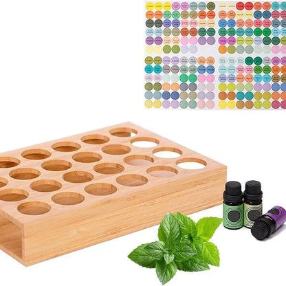 Pine Wood Essential Oil Storage Box, 24 Holes Roller Bottle Display Stand, Home Decor Organizer