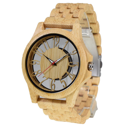 Wooden Watches for Men Handmade  Engraved Wood Watch Analog Quartz Men's Wooden Watch