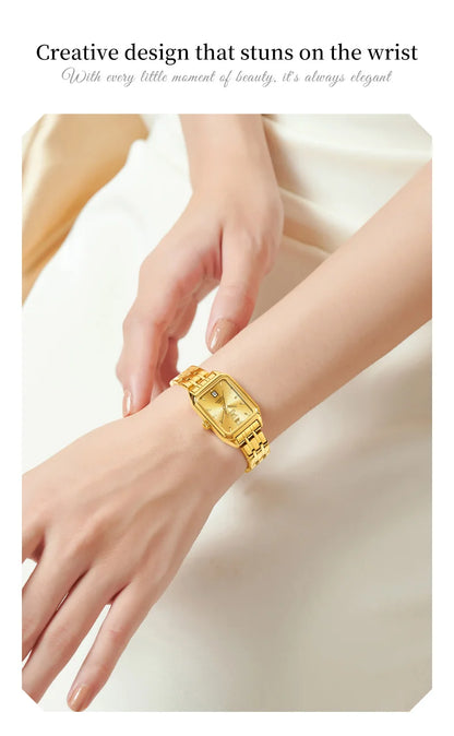 OLEVS 5616 Women Watch Luxury Brand Quartz Watch Elegance Original Square Dial Gold Women Watch Waterproof Luminous Watch
