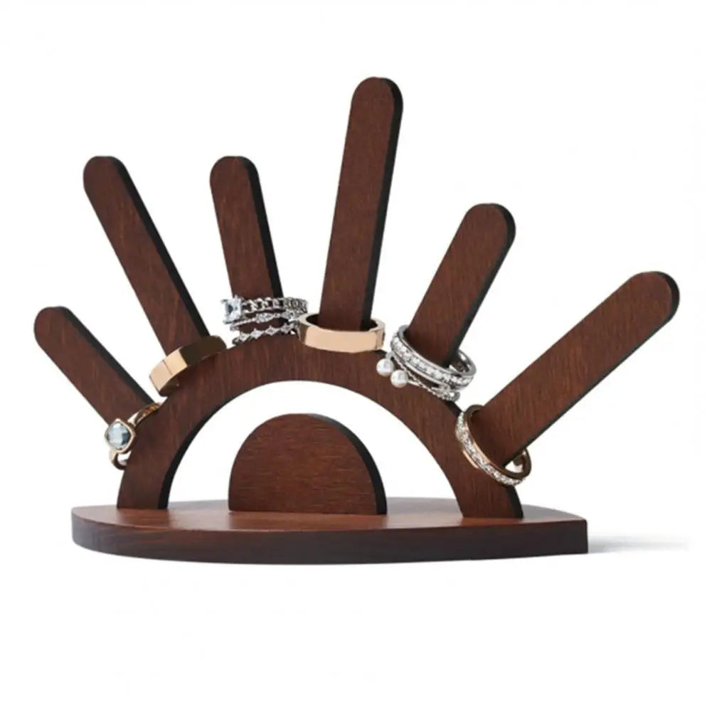 Creative Wooden Ring Holder Eye Shape Ring Display Rack With 6 Ring Posts Jewelry Display Stand Home Decor Organizer