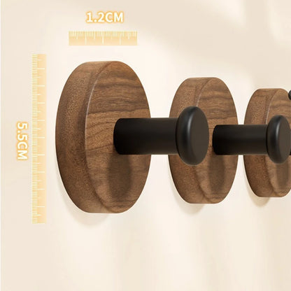 Self-adhesive Solid Wood Hook Walnut Hanging Hanger Bathroom Bedroom Wall Hook for Key Bag Towel Coat Home Decor Organizer Hook