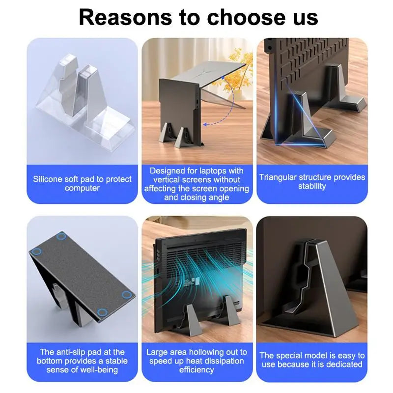 Universal Vertical Laptop Stand Desk Organizer Adjustable Notebook Holder Space Saving Design for Office and Study