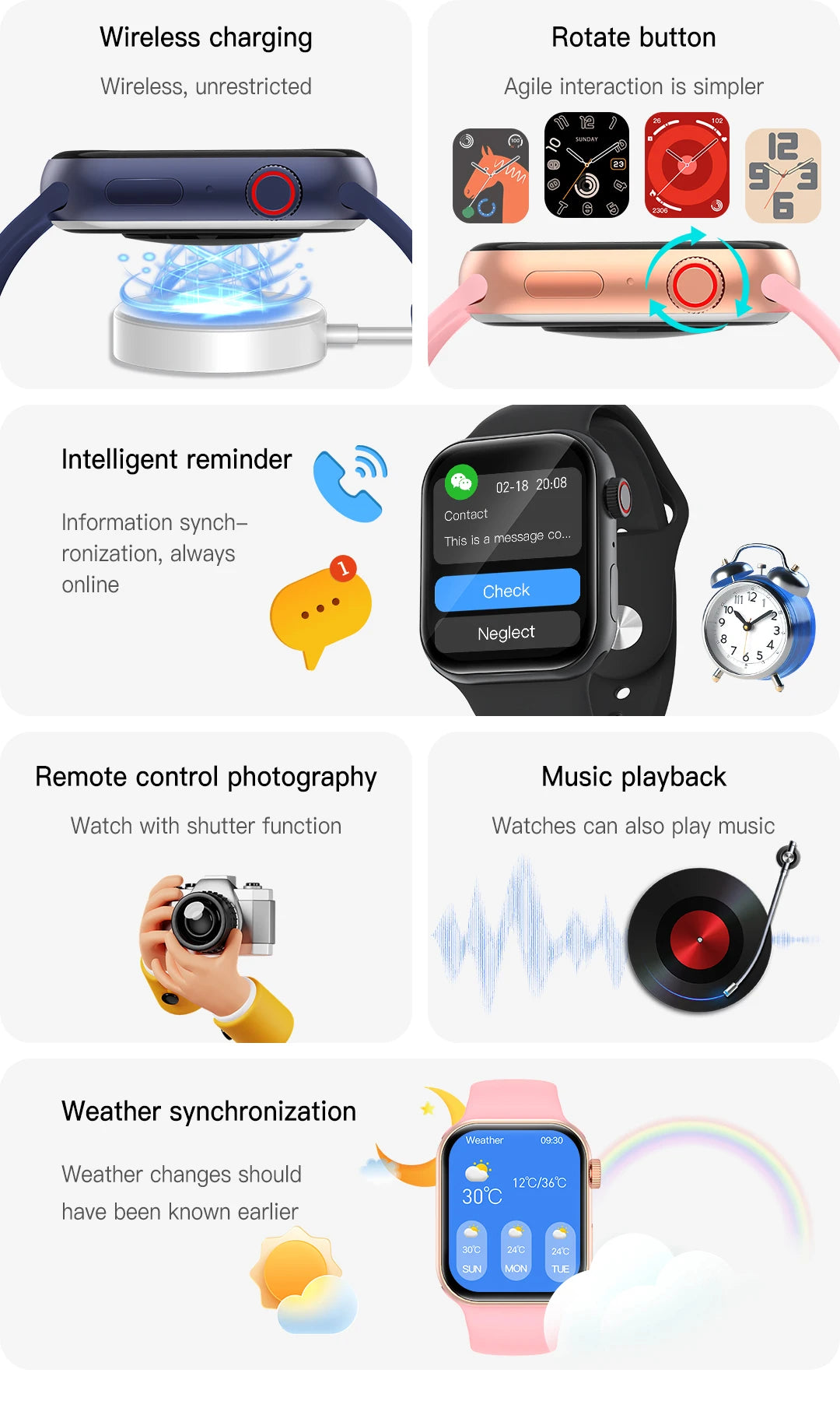 Smart Watch for Men Women Bluetooth Call 24 Hours Heart Rate Sleeping Monitor Music Play Cycling Watch with Calorie Sport  Watch