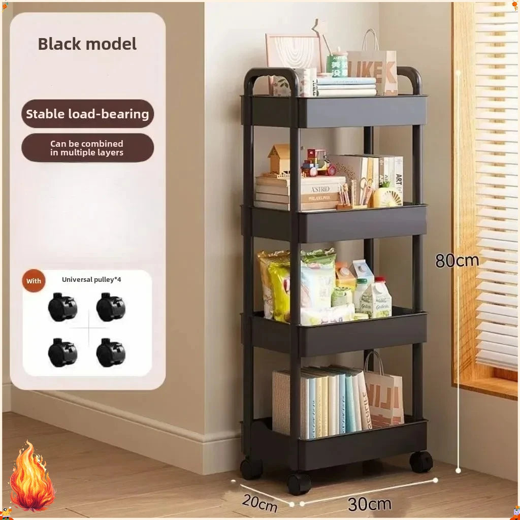 New Multifunctional Storage Cart Open Shelves Book Display Home Decor Organizer Living Room Kitchen Snack Practical Storage Rack