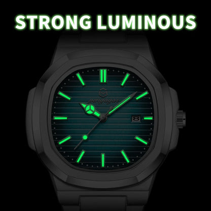 2026 New Luxury Military Man Watch Square Waterproof Luminous Date Week Men Watch Stainless Steel Quartz Men's Watches Reloj+box