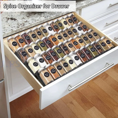 4 Tier Kitchen Organizer Spice Drawer Storage Rack Expandable Acrylic Seasoning Bottle Shelves Spice Racks Kitchen Organizer
