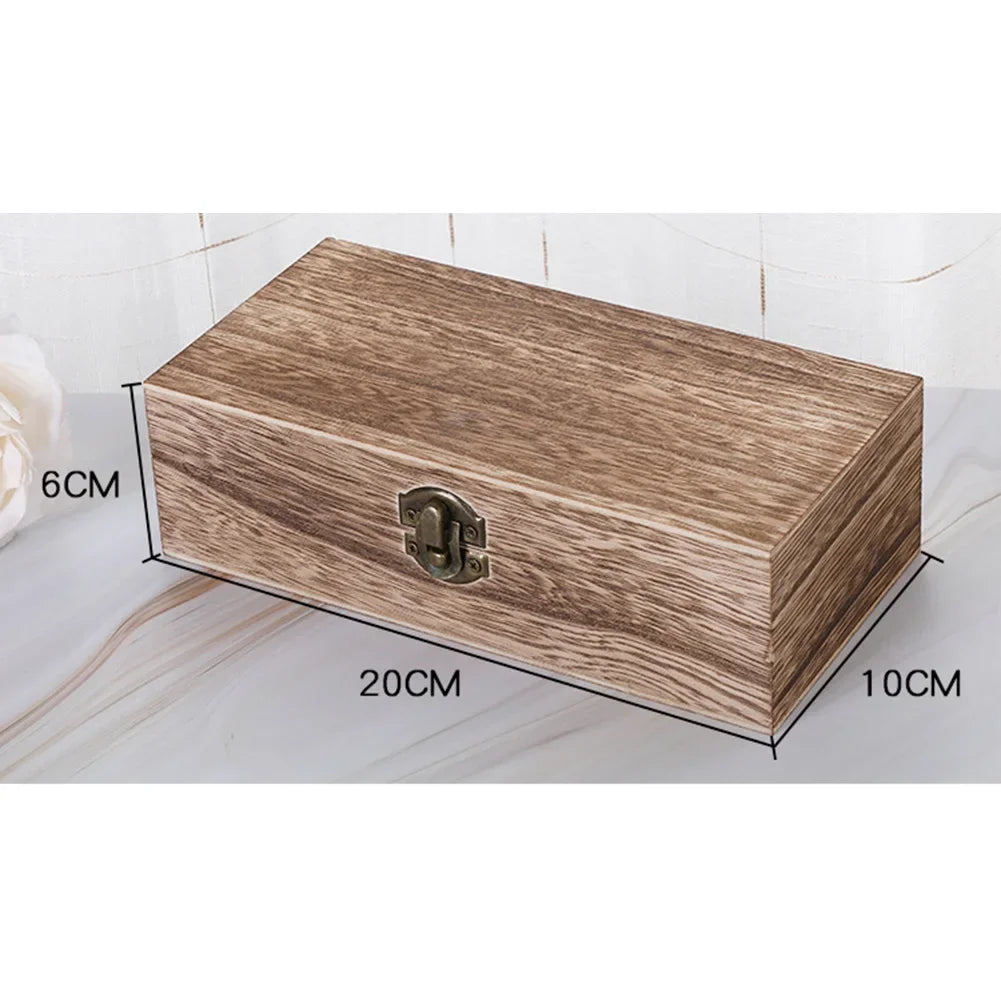 Antique Style Wooden Carbonization Gift Box Rectangular Burnt Wood Hairpin Storage Home Decor Organizer for Jewelry Keepsakes