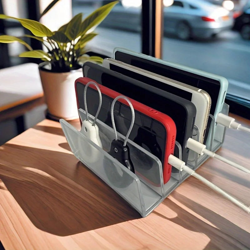 1pc vertical file organizer, acrylic desktop organizer, laptop stand - can hold up to 5 laptops, tablets and smartphones