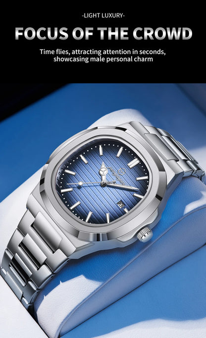 2026 New Luxury Military Man Watch Square Waterproof Luminous Date Week Men Watch Stainless Steel Quartz Men's Watches Reloj+box