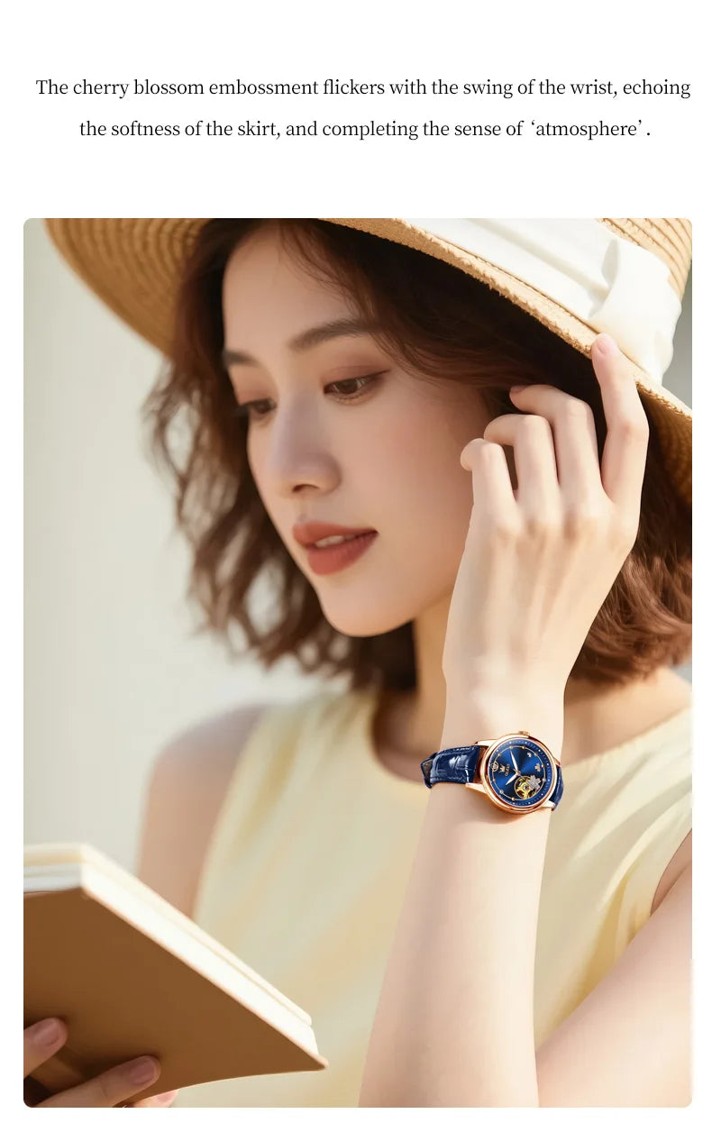 OLEVS 6732 Women Watch Top Luxury Brand All Automatic Mechanical Watch Hollow Diamond Exquisite Dial Dress Bracelet Women Watch
