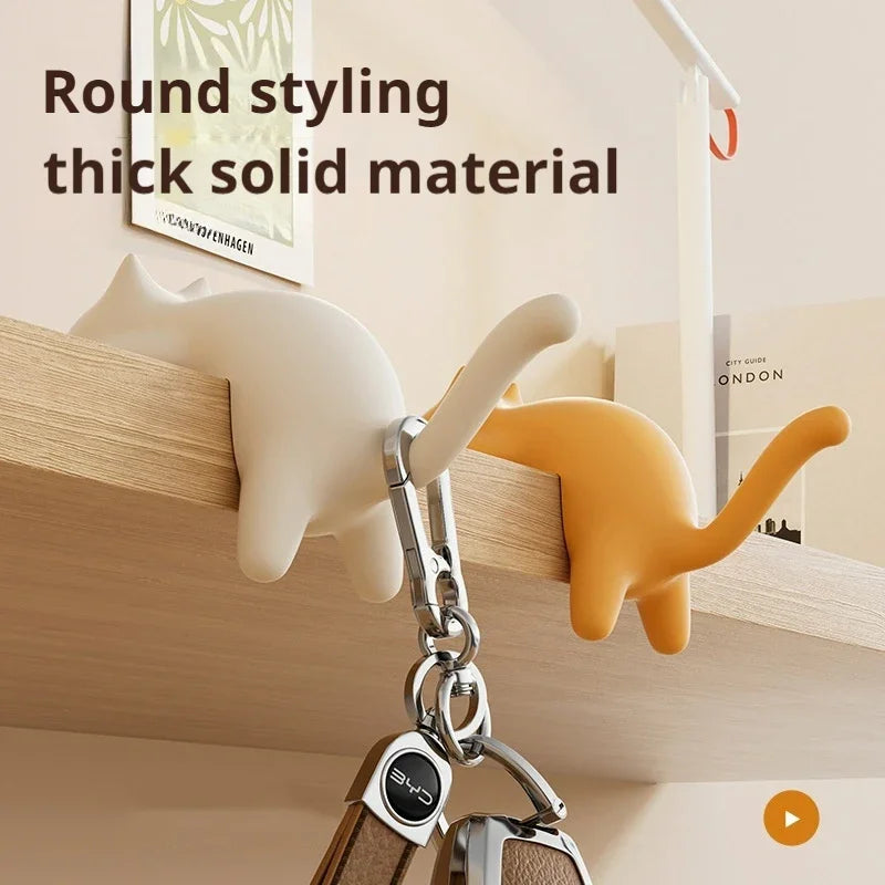 Fun Cat Design Key Hooks for Desk Table Edge Office Bag Storage Kawaii Home Decor Organizer Cute Space Saving Accessory