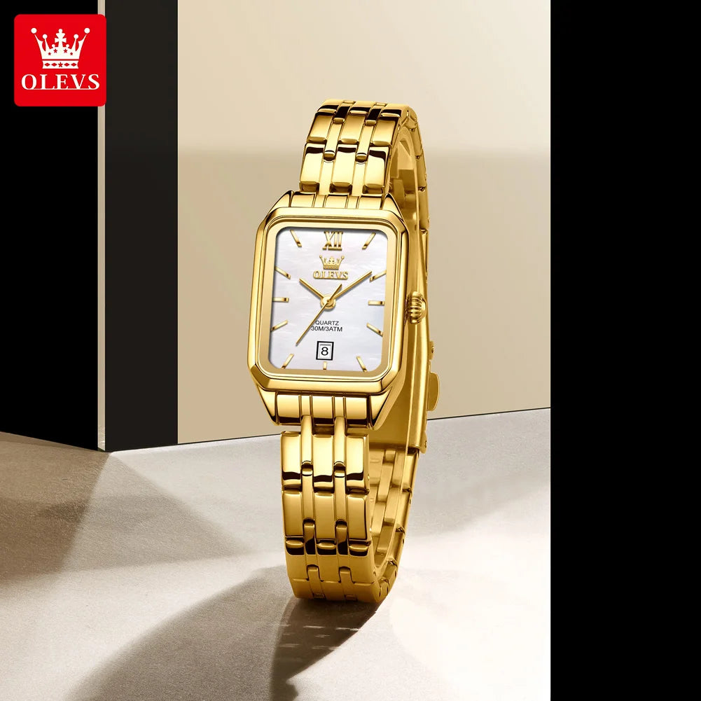 OLEVS 5616 Women Watch Luxury Brand Quartz Watch Elegance Original Square Dial Gold Women Watch Waterproof Luminous Watch