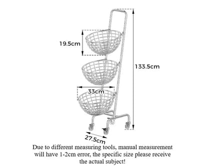Fruit Vegetable Kitchen Organizer Cart Movable Layered Kitchen Storage Basket Wheels Modern Corner Organizers Rack Home Items