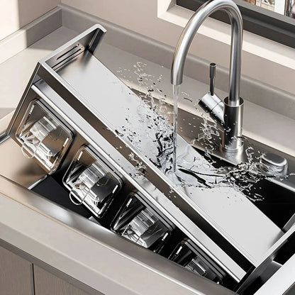 Kitchen wall storage organizer with sturdy stainless steel frame, wall mounted for spice box, jar and daily kitchen storage