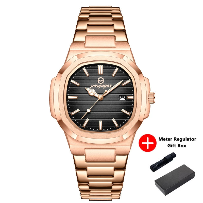 2026 New Luxury Military Man Watch Square Waterproof Luminous Date Week Men Watch Stainless Steel Quartz Men's Watches Reloj+box