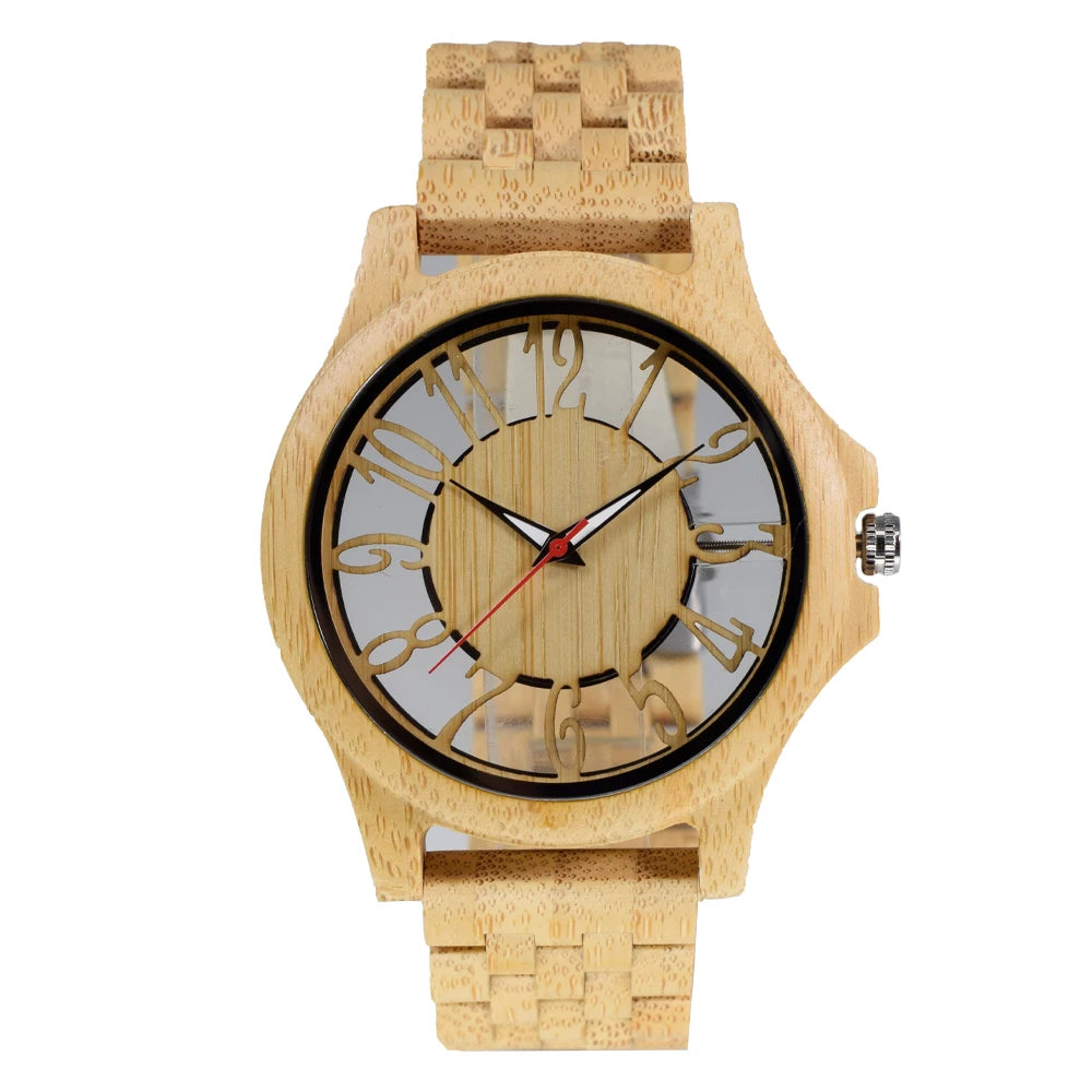 Wooden Watches for Men Handmade  Engraved Wood Watch Analog Quartz Men's Wooden Watch