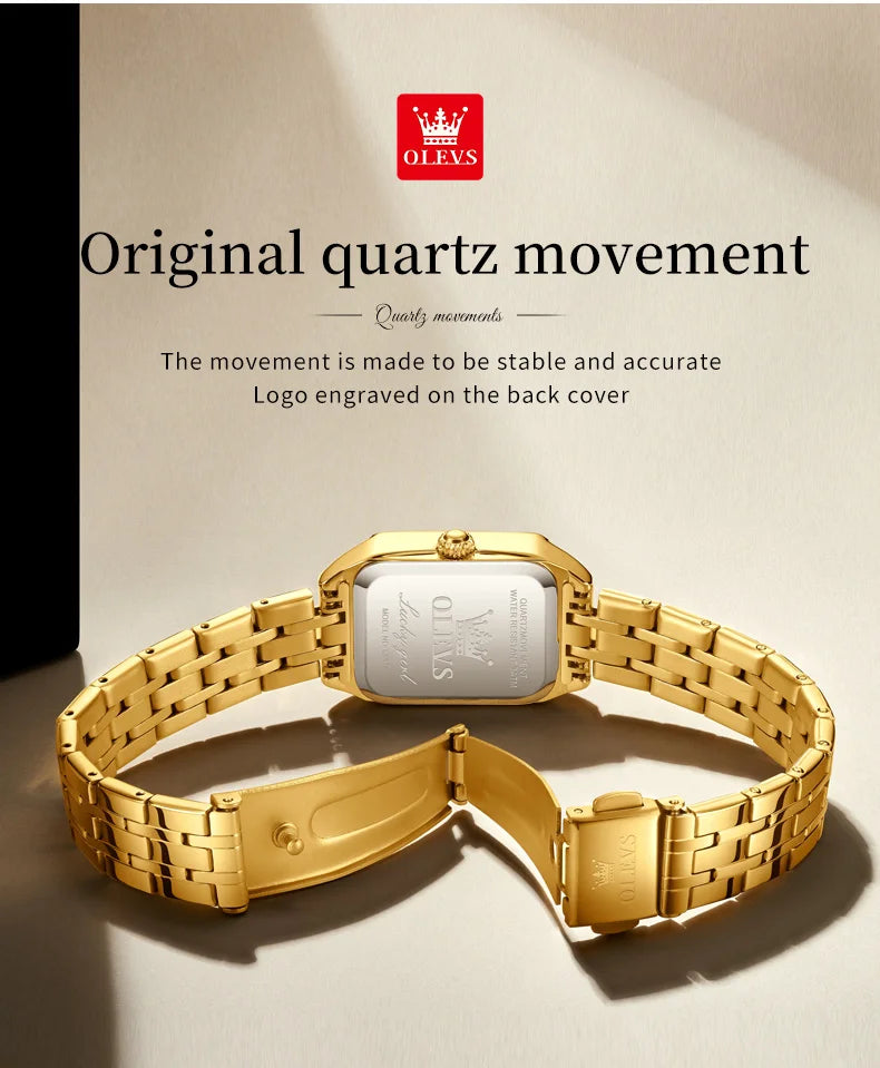 OLEVS 5616 Women Watch Luxury Brand Quartz Watch Elegance Original Square Dial Gold Women Watch Waterproof Luminous Watch