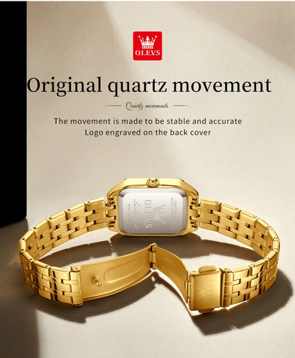 OLEVS 5616 Women Watch Luxury Brand Quartz Watch Elegance Original Square Dial Gold Women Watch Waterproof Luminous Watch