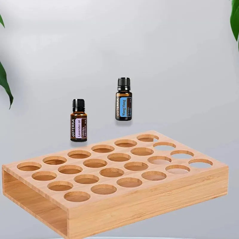 Pine Wood Essential Oil Storage Box, 24 Holes Roller Bottle Display Stand, Home Decor Organizer