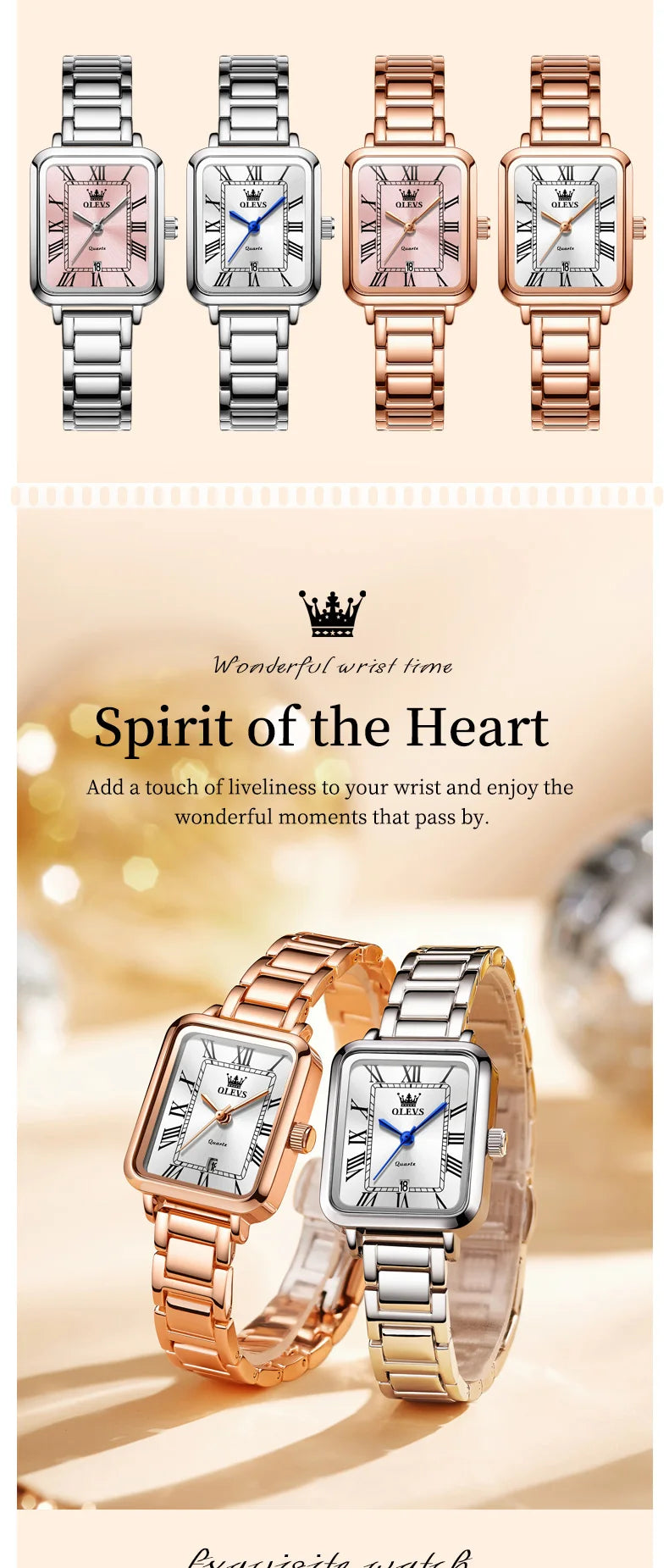 OLEVS 5641 Women Watch Fashion Simple Retro Square Roman Dial Date Waterproof Watch Elegant Luxury Rose Gold Quartz Women Watch