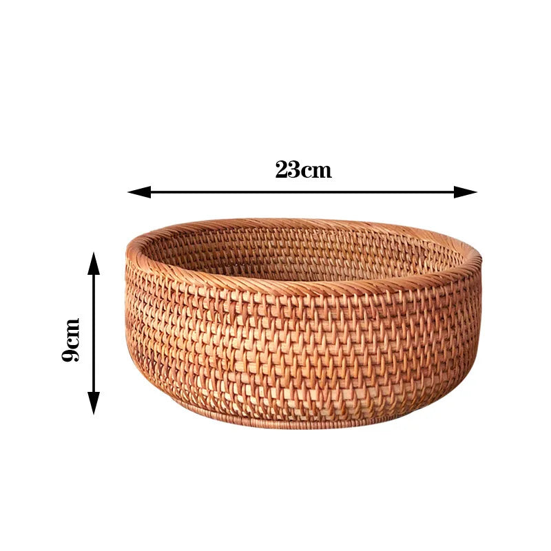 Round Rattan Storage Baskets Set Handwoven Wicker Organizer for Home Decor Kitchen Bathroom Bedroom Decorative Storage Bins