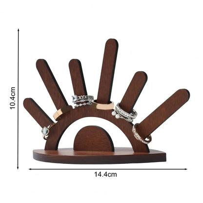 Creative Wooden Ring Holder Eye Shape Ring Display Rack With 6 Ring Posts Jewelry Display Stand Home Decor Organizer