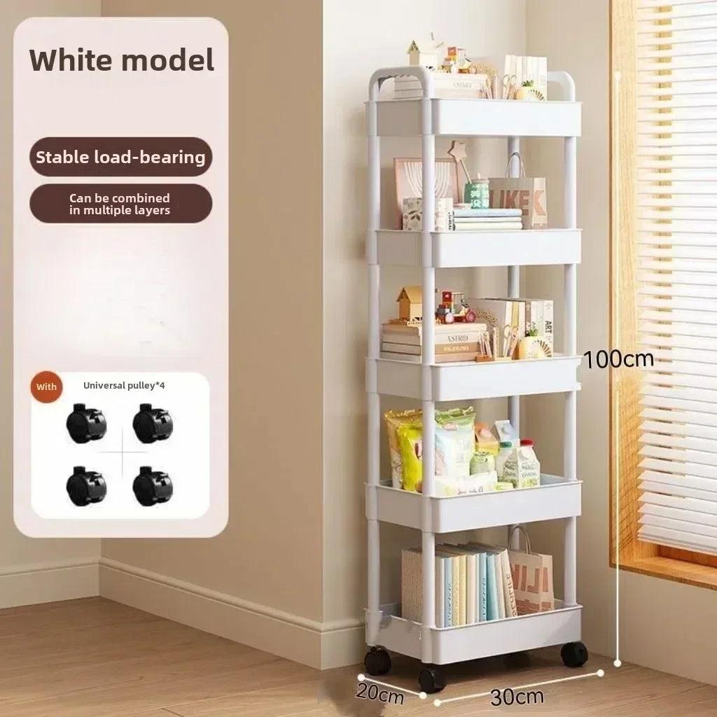 New Multifunctional Storage Cart Open Shelves Book Display Home Decor Organizer Living Room Kitchen Snack Practical Storage Rack