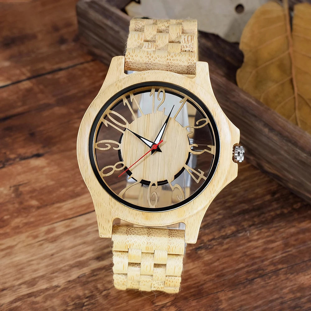 Wooden Watches for Men Handmade  Engraved Wood Watch Analog Quartz Men's Wooden Watch