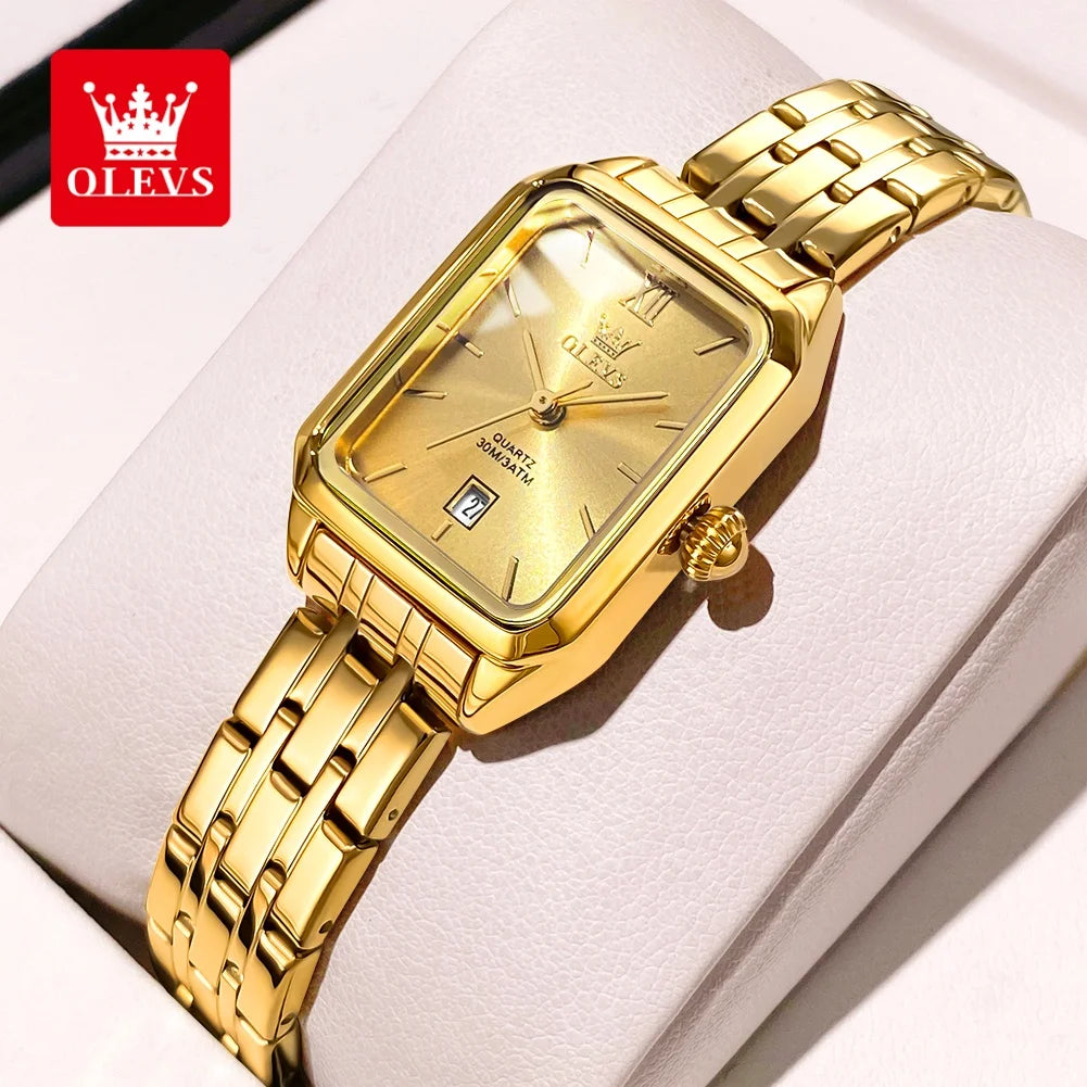 OLEVS 5616 Women Watch Luxury Brand Quartz Watch Elegance Original Square Dial Gold Women Watch Waterproof Luminous Watch
