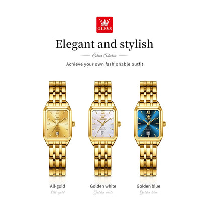 OLEVS 5616 Women Watch Luxury Brand Quartz Watch Elegance Original Square Dial Gold Women Watch Waterproof Luminous Watch