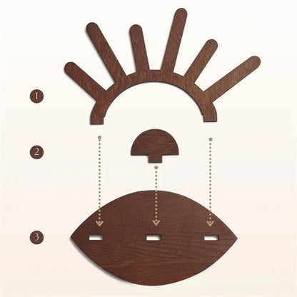 Creative Wooden Ring Holder Eye Shape Ring Display Rack With 6 Ring Posts Jewelry Display Stand Home Decor Organizer