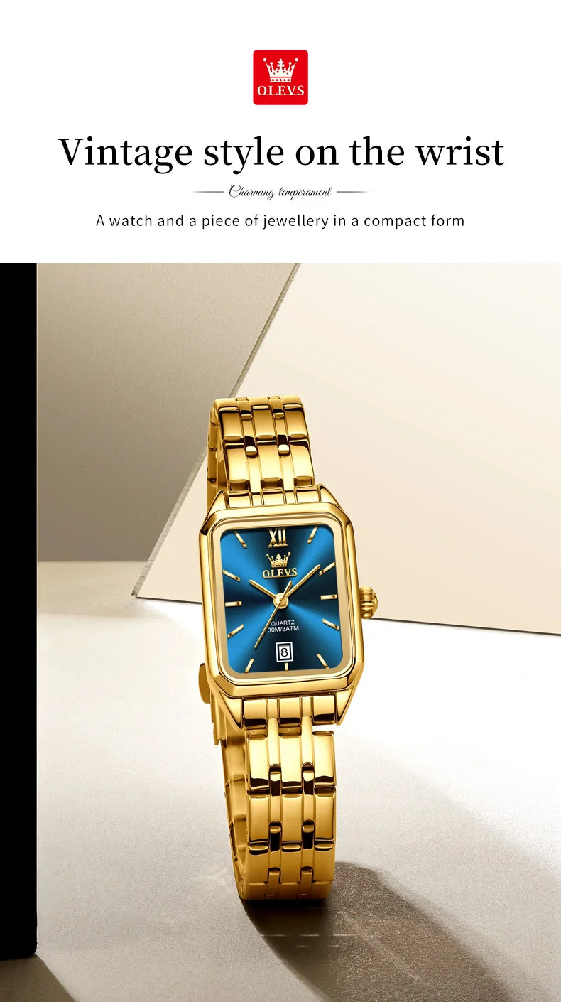 OLEVS 5616 Women Watch Luxury Brand Quartz Watch Elegance Original Square Dial Gold Women Watch Waterproof Luminous Watch