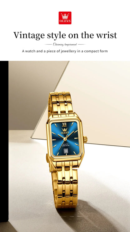 OLEVS 5616 Women Watch Luxury Brand Quartz Watch Elegance Original Square Dial Gold Women Watch Waterproof Luminous Watch
