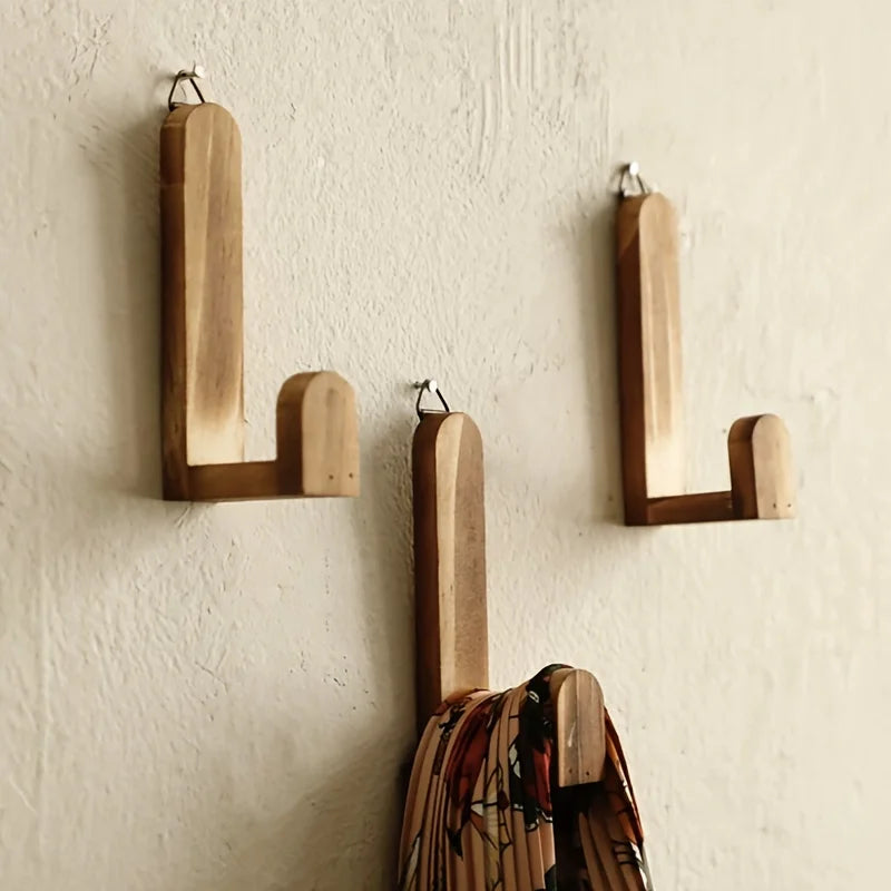 4pc Rustic Wooden Wall Hook for Doorway Bedroom Bathroom Coat and Hat Rack Home Decor Organizer Mother's Day gift