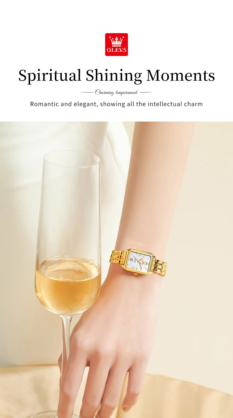 OLEVS 5616 Women Watch Luxury Brand Quartz Watch Elegance Original Square Dial Gold Women Watch Waterproof Luminous Watch