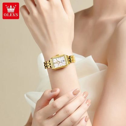 OLEVS 5616 Women Watch Luxury Brand Quartz Watch Elegance Original Square Dial Gold Women Watch Waterproof Luminous Watch