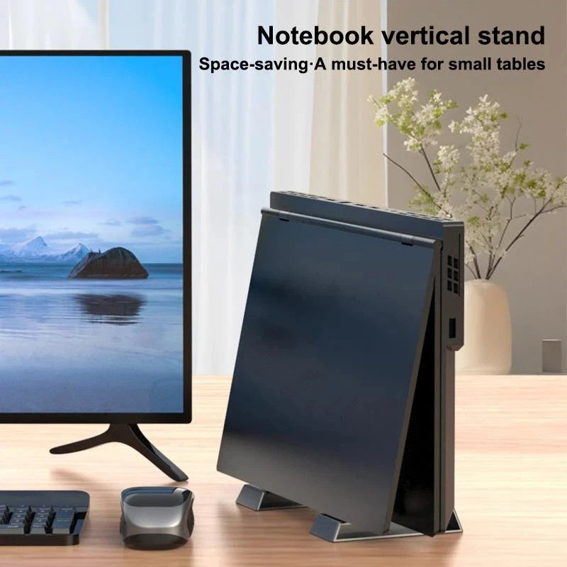 Universal Vertical Laptop Stand Desk Organizer Adjustable Notebook Holder Space Saving Design for Office and Study