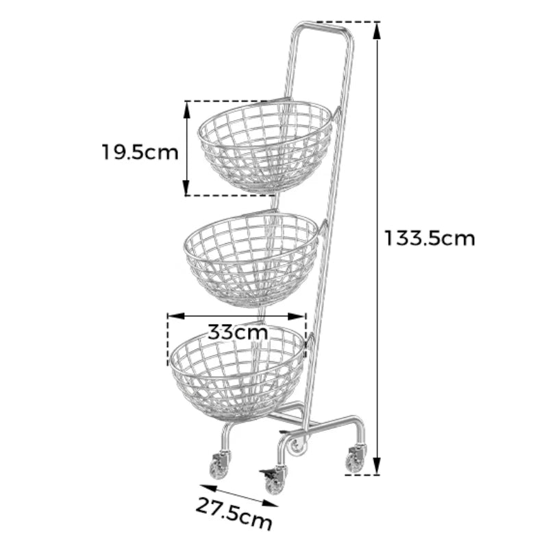 Fruit Vegetable Kitchen Organizer Cart Movable Layered Kitchen Storage Basket Wheels Modern Corner Organizers Rack Home Items