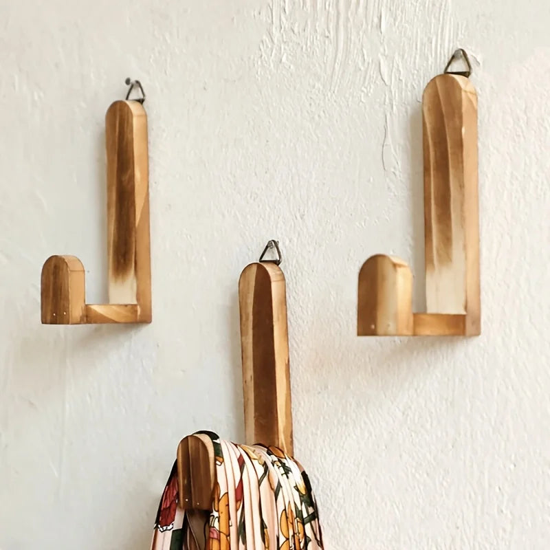 4pc Rustic Wooden Wall Hook for Doorway Bedroom Bathroom Coat and Hat Rack Home Decor Organizer Mother's Day gift
