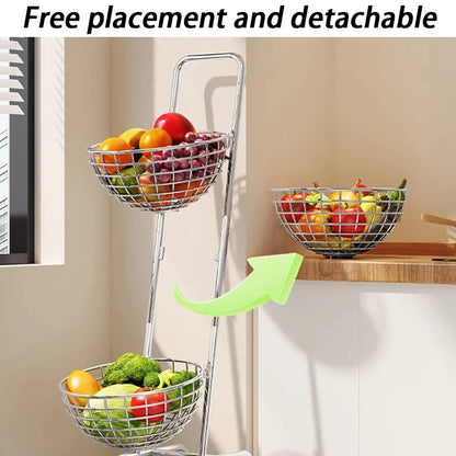 Fruit Vegetable Kitchen Organizer Cart Movable Layered Kitchen Storage Basket Wheels Modern Corner Organizers Rack Home Items