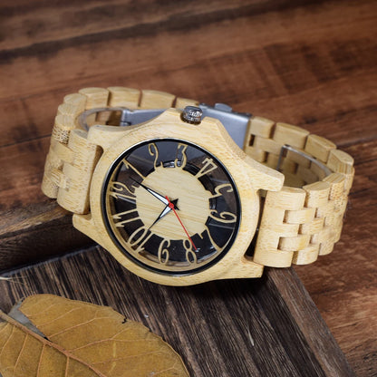 Wooden Watches for Men Handmade  Engraved Wood Watch Analog Quartz Men's Wooden Watch