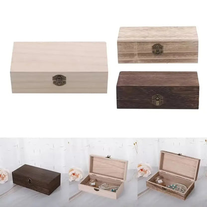 Antique Style Wooden Carbonization Gift Box Rectangular Burnt Wood Hairpin Storage Home Decor Organizer for Jewelry Keepsakes